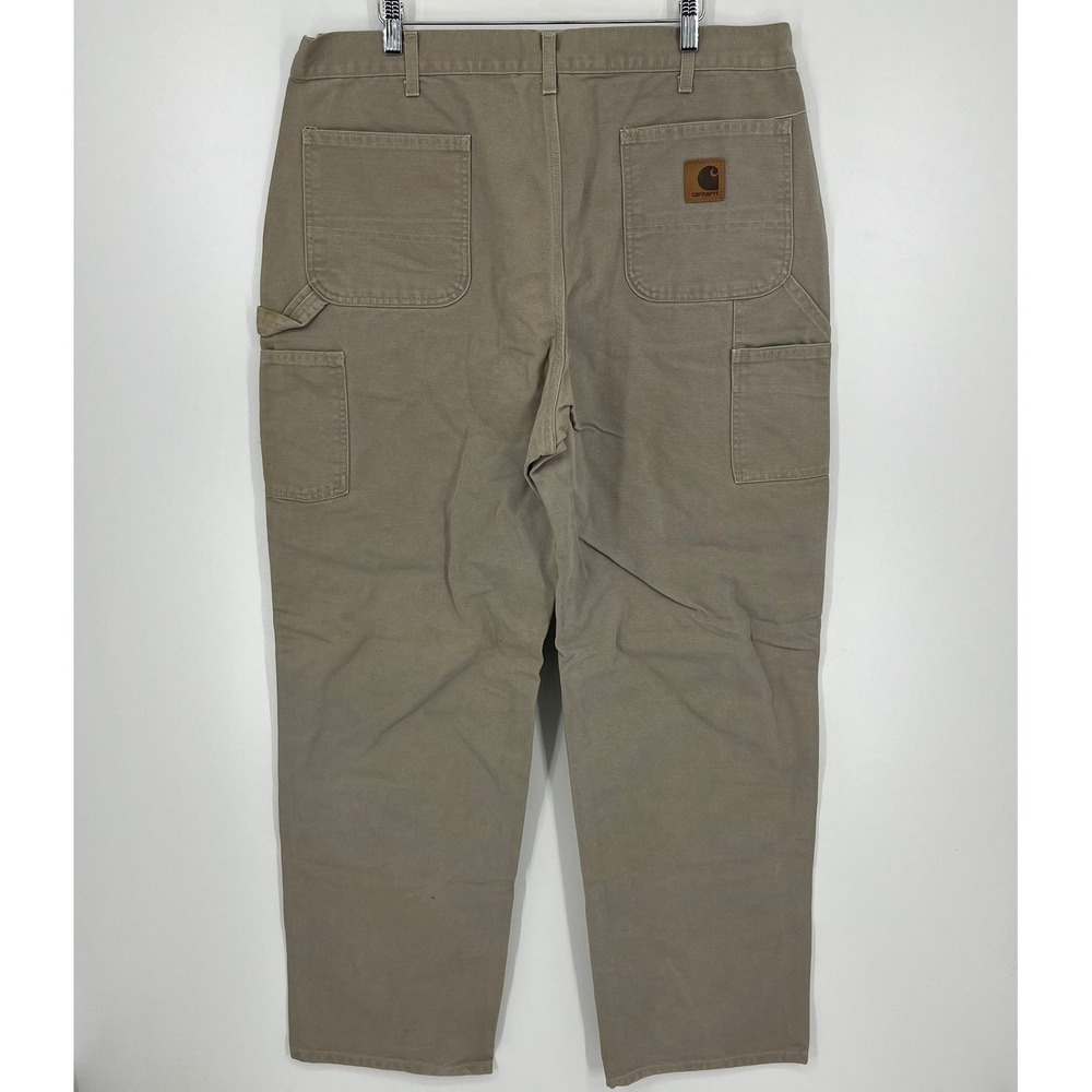 Carhartt Mens Tan Cotton Duck Canvas Carpenter Work Pants Hammer Loop‎ Size 40
